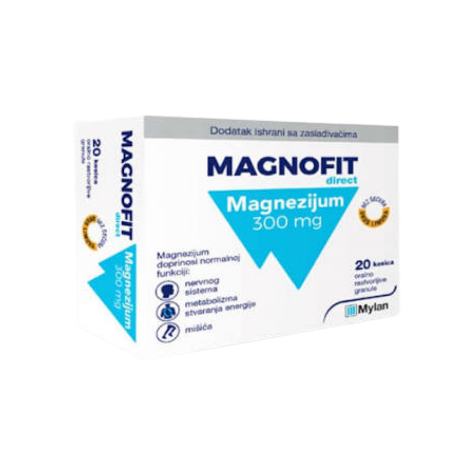 Magnefit direct Magnesium 300 mg packaging on a white background