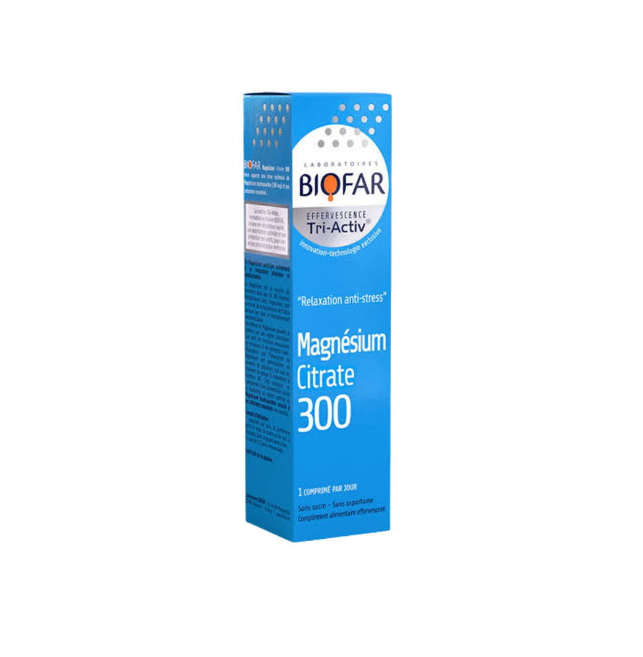 Biofar Magnesium Citrate 300 supplement box on a white background