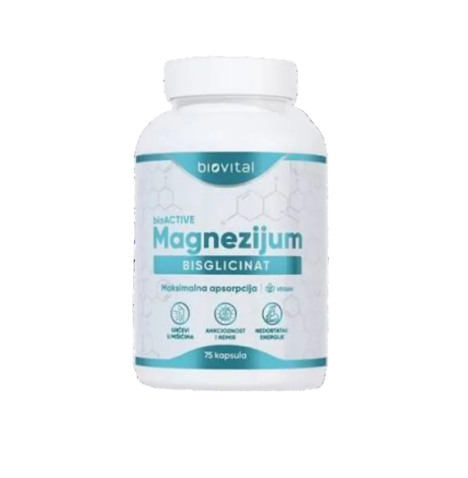 Bottle of Biovital Magnesium Bisglycinate on a white background