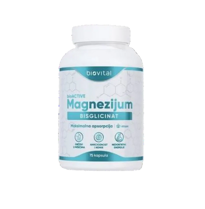 Bottle of Biovital Magnesium Bisglycinate on a white background