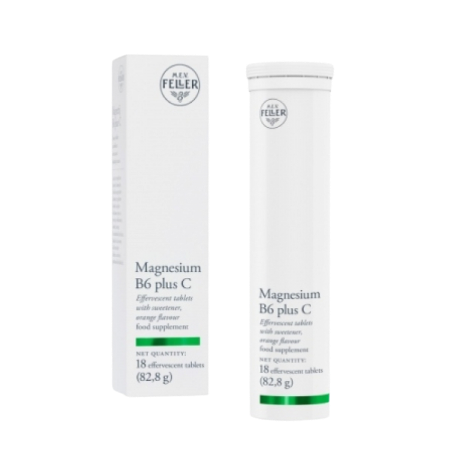 Two white containers labeled 'Magnesium B6 plus C' by Alex Feiler on a white background.