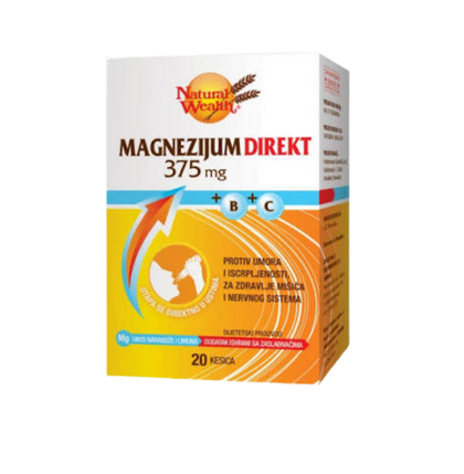 Box of Nature Wealth Magnesium Direct 375 mg on a white background