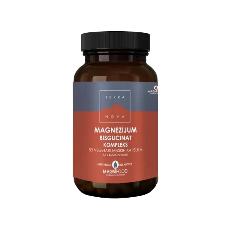 Terra Nova magnesium supplement bottle on a white background