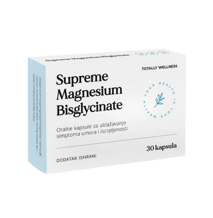 Box of Supreme Magnesium Bisglycinate supplement on a white background